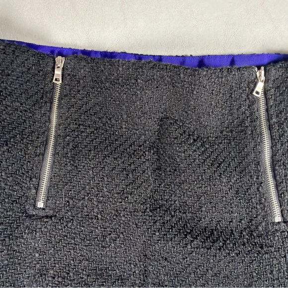 Loft Black Tweed Skirt with Front Zipper Details Lined Women’s Size 8 - Picture 3 of 9